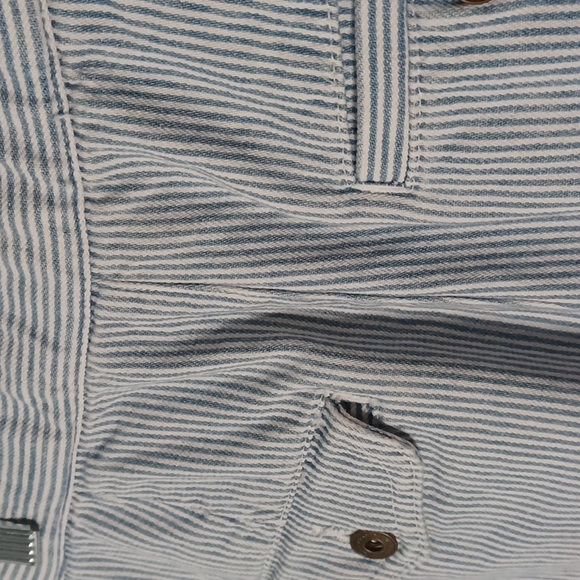 Liz Claiborne Liz Wear Petite Blue & White Pinstripe Denim Trouser Pants Size 2P - Picture 4 of 4